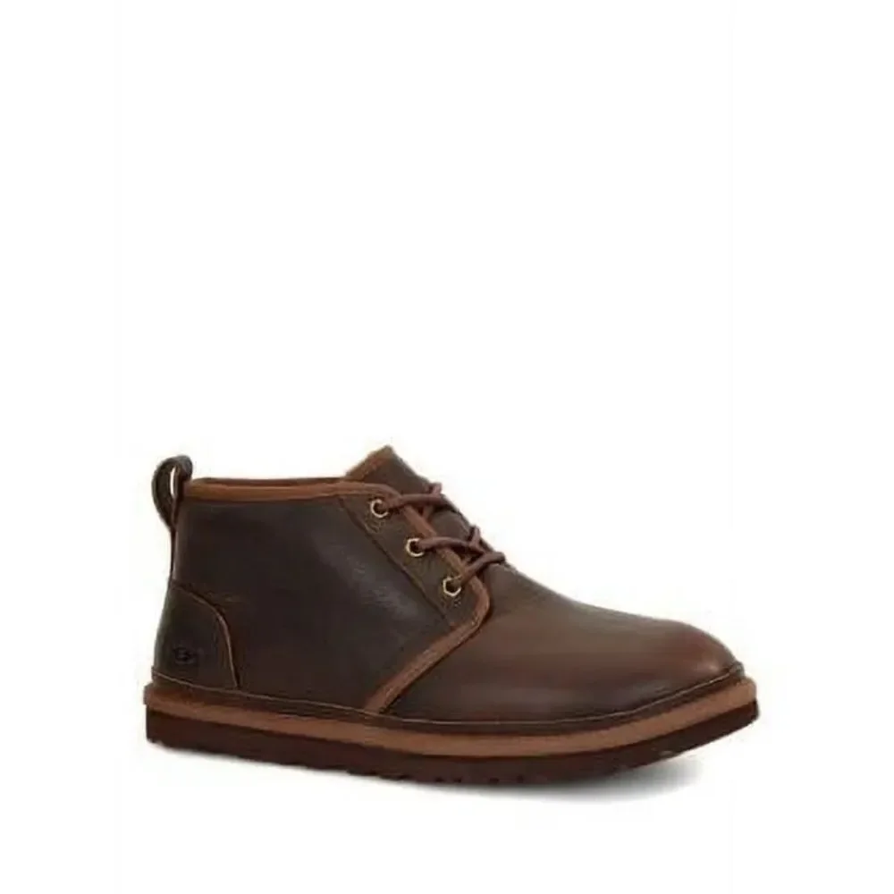 UGG Neural Dark Tea Brown Textured Leather Chukka‎ Boots Sz 13